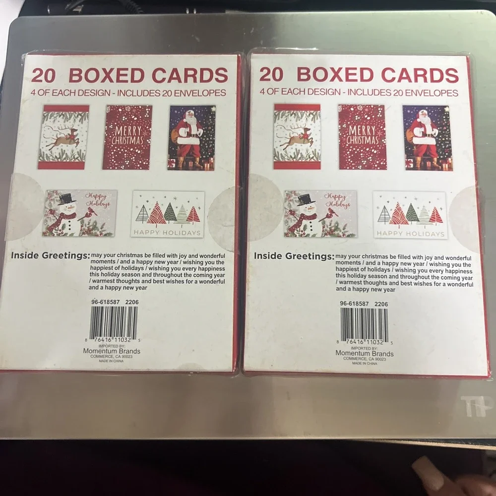 (2) Momentum Christmas Cards Boxes of 20 with 5 Designs Santa Reindeer‎ Snowman